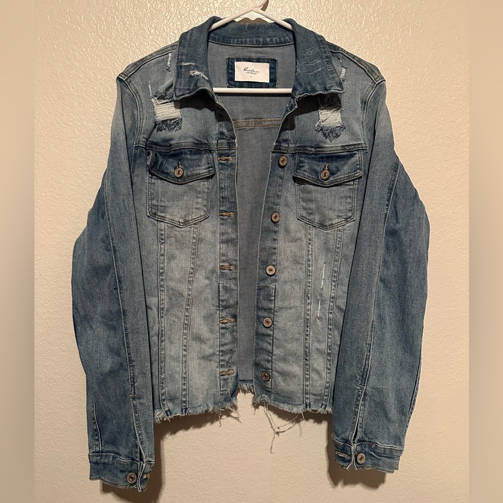 KanCan Distressed Denim Jacket